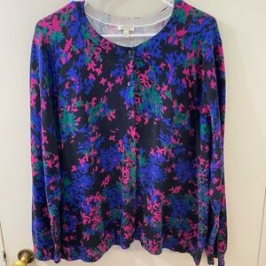 Talbots Blue Graphic Long Sleeve Blouse